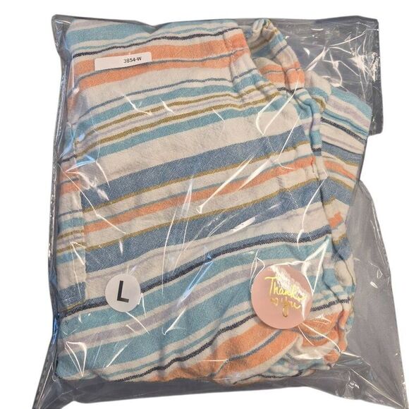 Briggs Women's White/Aqua/Orange Linen/Rayon Drawstring Shorts w Pockets - Picture 10 of 13